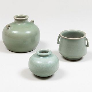Group of Chinese Longquan Glazed Earthenware Vessels 