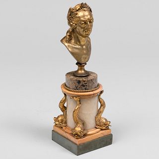 Continental Gilt-Bronze-Mounted Marble and Alabaster Bust of a Caesar