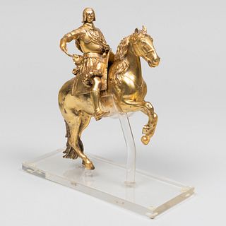 Continental Gilt-Bronze Horse and Rider 
