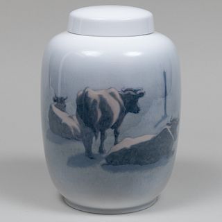Royal Copenhagen Porcelain Jar and Cover with Cows