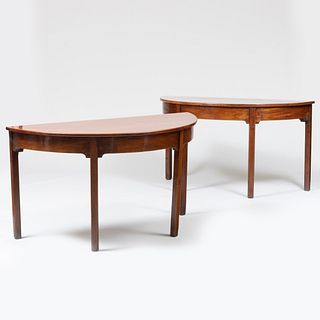 Pair of George III Mahogany Demi-Lune Console Tables