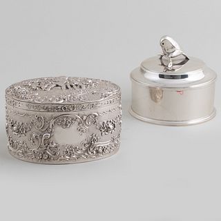 German Silver Repoussé Oval Box and  a Tiffany & Co. Silver Bird Box and Cover