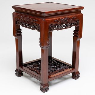 Chinese Carved Huanghuali Side Table
