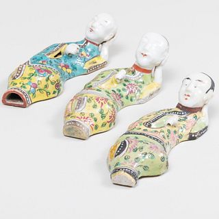Group of Three Chinese Famille Rose Porcelain Hanging Figures