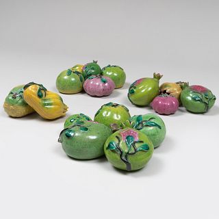 Group of Sixteen Small Chinese Export Porcelain Models of Fruit