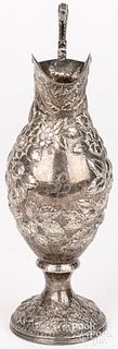 Kirk & Son coin silver repoussé ewer, ca. 1890