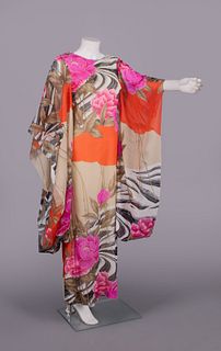HANAE MORI PRINTED COTTON EVENING DRESS, TOKYO, 1970s