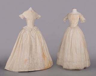 TWO SILK OR COTTON WEDDING GOWNS, 1848-1850