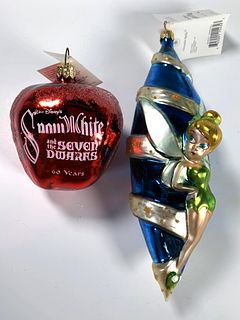 RADKO DISNEY TINKERBELL AND SNOW WHITE ORNAMENTS ONE SIGNED AND NUMBERED
