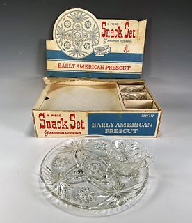 EARLY AMERICAN PRESCUT ANCHOR HOCKING SNACK SET 