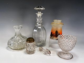 CRYSTAL GLASS DECANTERS SERVING PIECES, LAMP SHADE