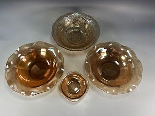 COLLECTION OF ORANGE MARIGOLD CARNIVAL GLASS