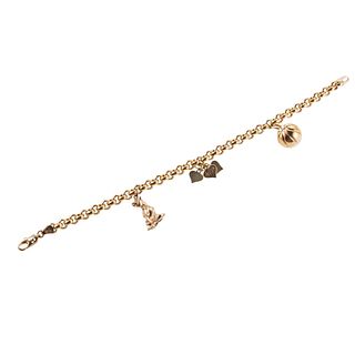 Italian 14k Gold Charm Bracelet