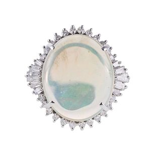 8.26ct Opal Diamond Platinum Ring
