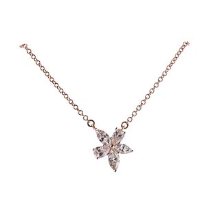 Tiffany & Co Victoria 18k Rose Gold Diamond Pendant Necklace