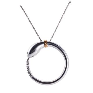 Damiani 18k Gold Diamond Snake Circle Pendant Necklace
