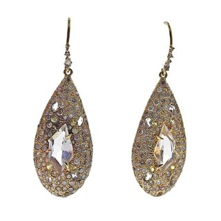 Alexis Bittar Gold Diamond Gemstone Drop Earrings