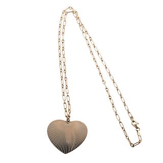 Charmco 14k Gold Heart Pendant Link Chain Necklace