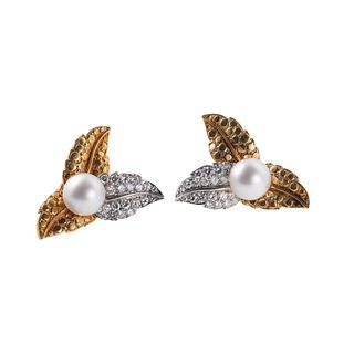 Tiffany & Co 18k Gold Diamond South Sea Pearl Cocktail Earrings