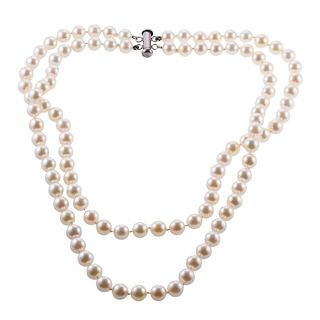Sterling Silver Pearl Double Strand Necklace