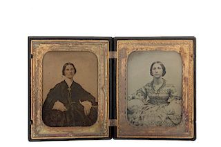 HALF PLATE UNION CASE WITH AMBROTYPES