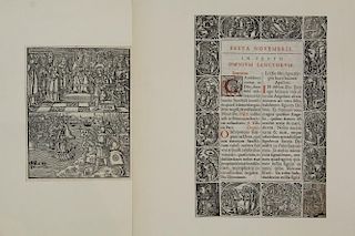 (2) WOODCUT BOOK PAGES