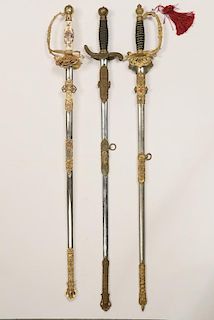 (3) FRATERNAL SWORDS WITH SCABBARDS & (2) CASES