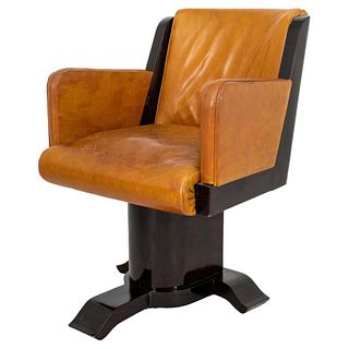 Art Deco Leather Upholstered Desk Chair, 1930s
