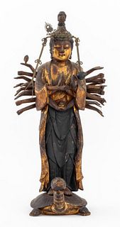 Chinese Giltwood Avalokiteshvara Riding a Turtle
