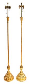 Neoclassical Gilt Composition Floor Lamps, Pair
