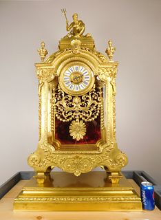 A Large French Ormolu Mantel Clock by Barbedienne & Sevin