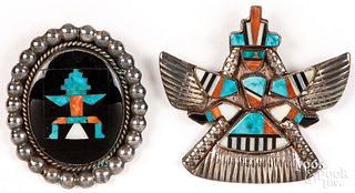 Zuni Indian knife wing brooches