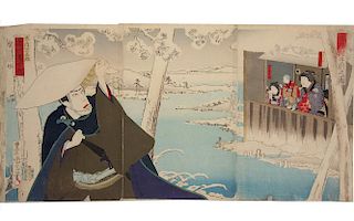 JAPANESE TRIPTYCH WOODBLOCK