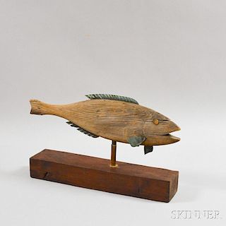 Carved Pine and Copper Fish Weathervane