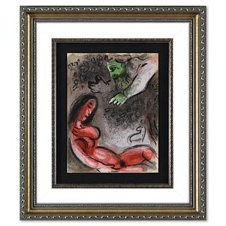 Marc Chagall (1887-1985), "Eve Incurs God's Displeasure" Framed Lithograph on Paper, with Letter of Authenticity.