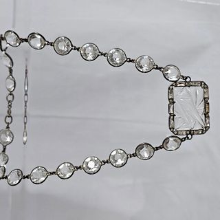 Art Deco Glass, Sterling Silver Necklace