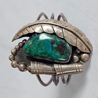 Navajo Chrysocolla, Sterling Cuff Bracelet