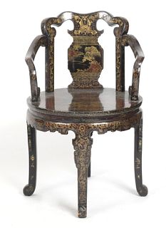 Chinese Export Lacquer Armchair