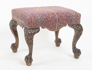 George II Style Carved Foot Stool, 20th Century