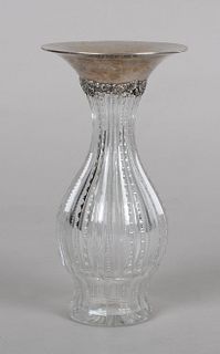 A Sterling Silver Mounted Cut Glass Vase