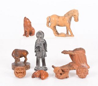 A Group of Small Japanese Wooden Carvings