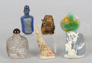 A Group of Chinese Snuff Bottles, Jade, Etc...