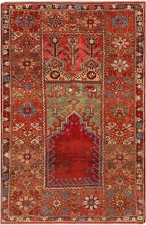 Antique Central Anatolian Mujur Prayer Rug 5 ft 6 in x 3 ft 6 in (1.67 m x 1.06 m)
