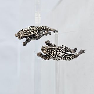 Pair of Sterling Silver Frog Earrings