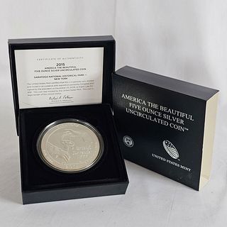2015 America the Beautiful Five Ounce Silver Uncirculated Coin - Saratoga National Historical Park