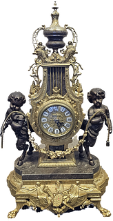 Ornate Brass Bronze And Marble Mantle Clock by Imperial 