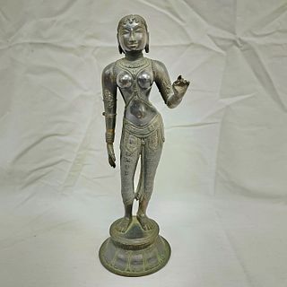 A Cast Bronze Standing Figure of a Female Deity