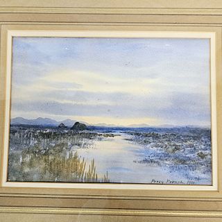 William Percy French (Irish 1854-1920) Watercolor Wetlands
