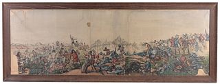 19th C. Native American Battle Scene Watercolor