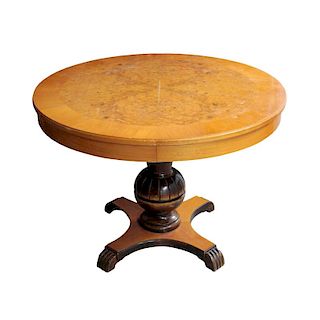 Unique Swedish Art Deco Period Round Pedestal Extension Table With Adjustable Height